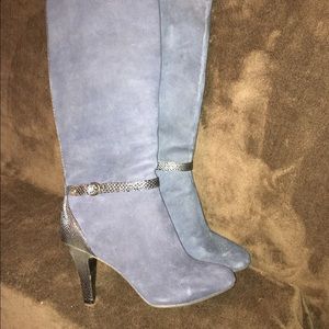 Alfani Blue suede 3" heel boots.