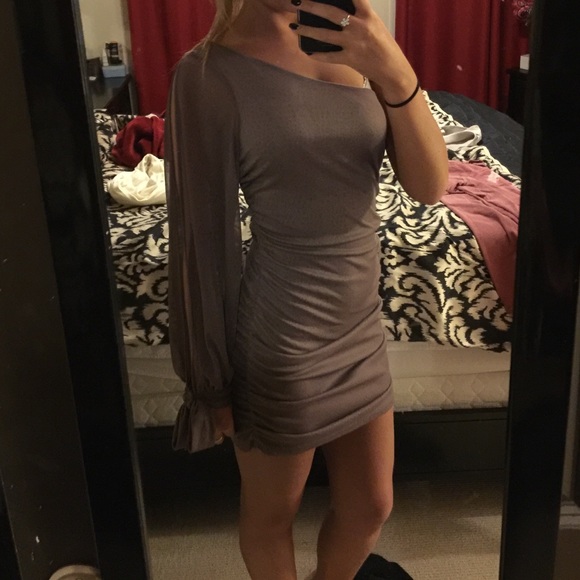 Grey one sleeve tight "homecoming" dress