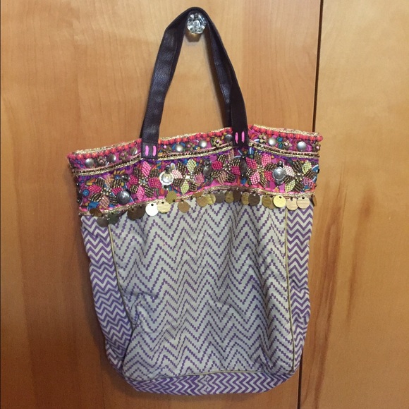 Tribal print fabric tote