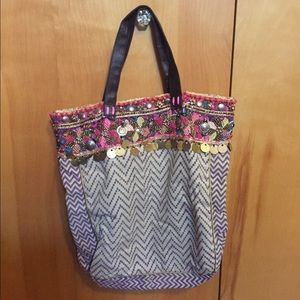 Tribal print fabric tote