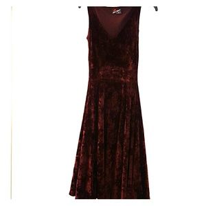 Mid-length Burgandy Velvet Dress