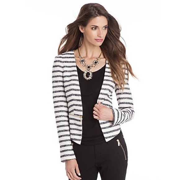 Marciano Jackets & Blazers - Marciano Simone Stripe Tweed Convertible Jacket 6