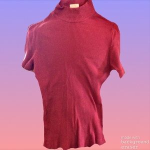 Very stretchy short sleeved mock turtleneck