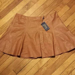 Polo Ralph Lauren Lambskin Leather Skirt $598 MSRP