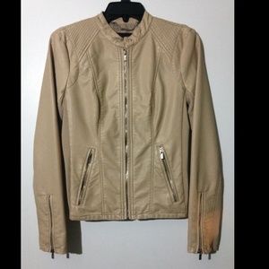 Express cream pleather motorcycle jacket