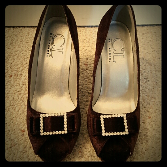 Laundry Burgandy Velvet Pumps with Embellishments