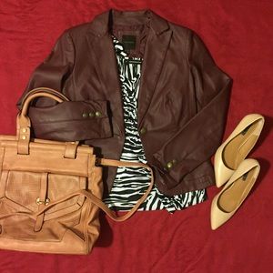 Leather oxblood blazer