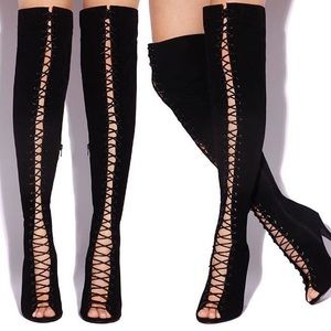 BUNDLE*****Thigh high black laced up boots