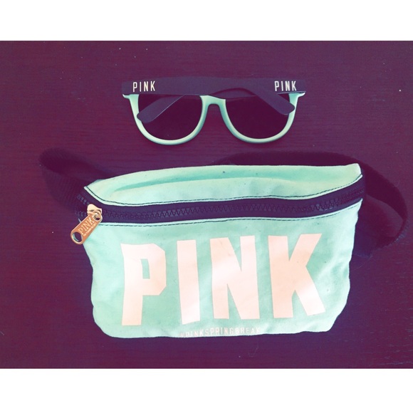 PINK fanny pack; sunglasses!
