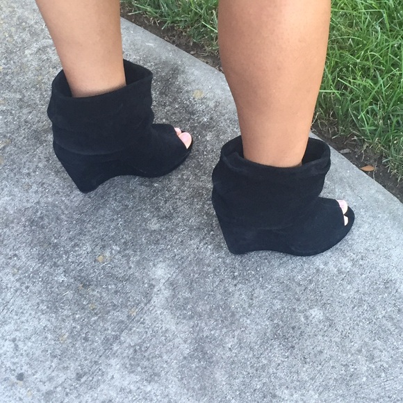 Suede BCBG Peep Toe Booties