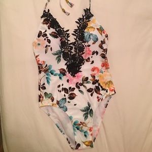 Floral one piece bathing suit