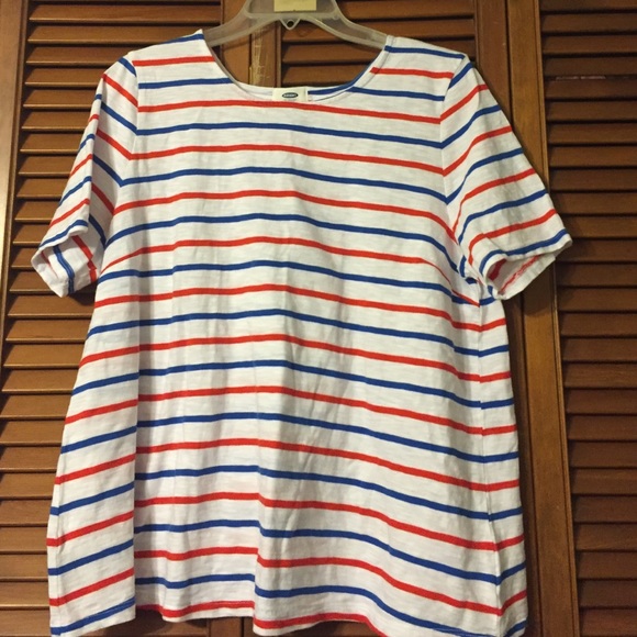 Red, white and blue striped top