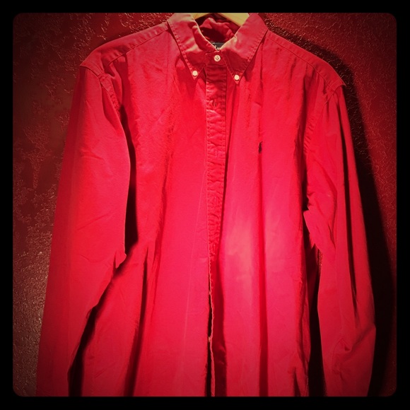 Men's Polo Red Oxford Large