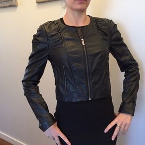 Bebe black faux leather cropped jacket