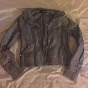 Grey Faux Leather Jacket