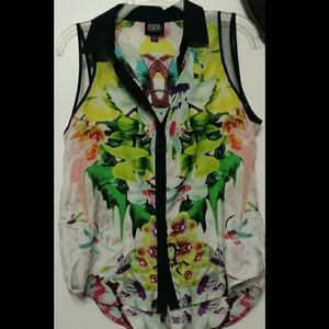 Colorful collared tank top