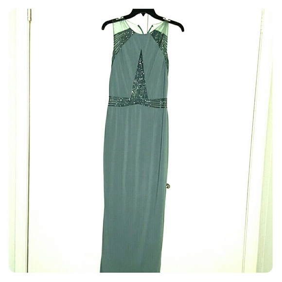 Mignon Long Green Dress with Beaded Details