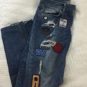 Zara, patched skinny jeans size 6