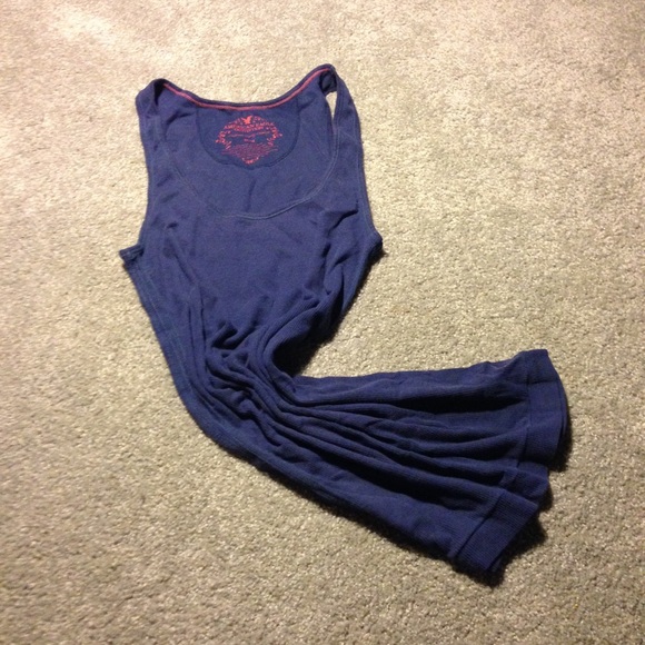 Navy Blue Ribbed Tank AEO - Picture 2 of 3
