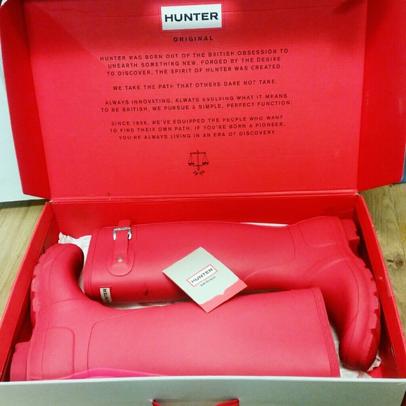 HUNTER ORIGINAL STRIPE - Bright Coral Boots