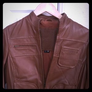 Brown Genuine leather jacket w/lining