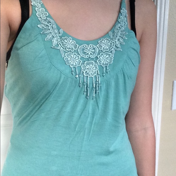 Blue beaded tank top