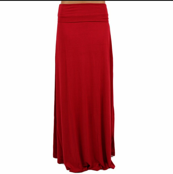 Red maxi skirt