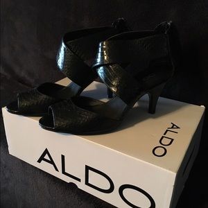 Aldo black leather sandals