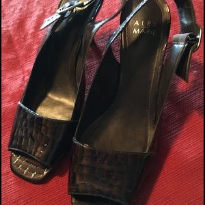 Brown patent leather shoes