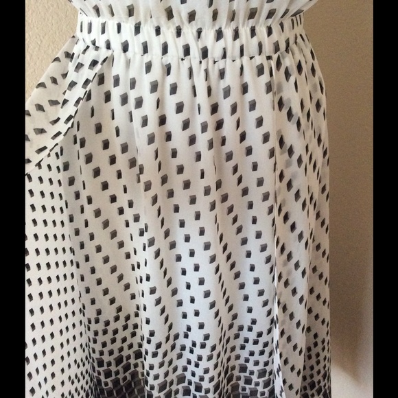 White black sleeveless dress flowing skirt dress A line dress chiffon ombré - Picture 6 of 16