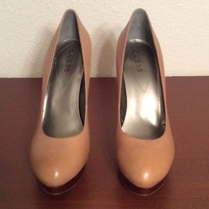 Light Brown Leather Guess Heels Size 9