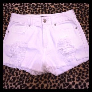 Kendall and Kylie white high rise shorts
