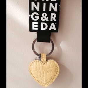 NWT leather heart keychain