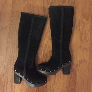 Black Suede Heeled RALPH LAUREN Callen Boot 7.5