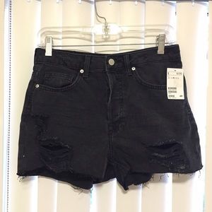 Black High Waisted Denim Shorts
