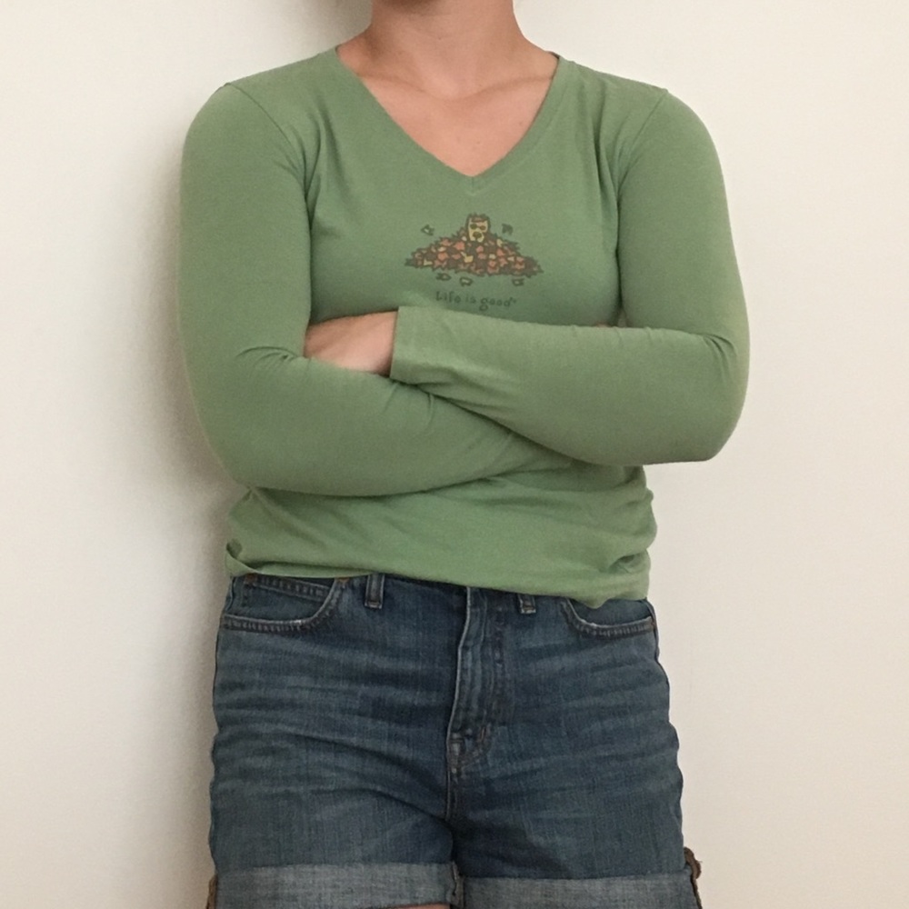 vneck life is good long-sleeved tee