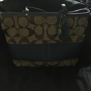 Authentic Blue Strip Signature Coach Tote