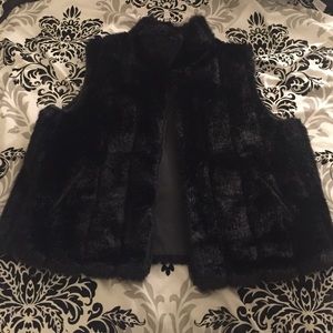 Mint: Black Faux Fur Vest - Reversible Too!!!