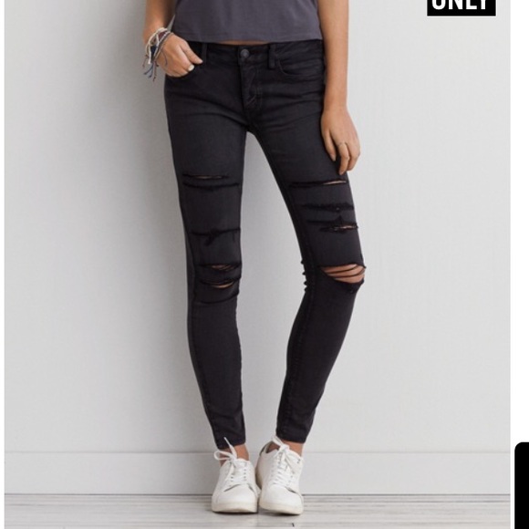 destroyed black jeggings