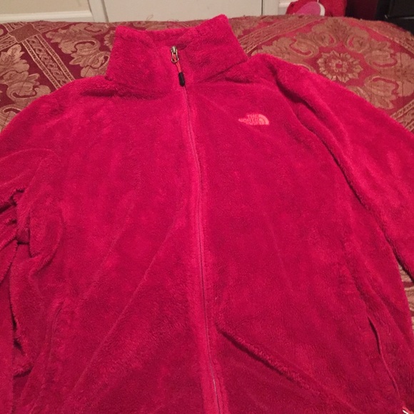 Fuzzy pink north face hoodie