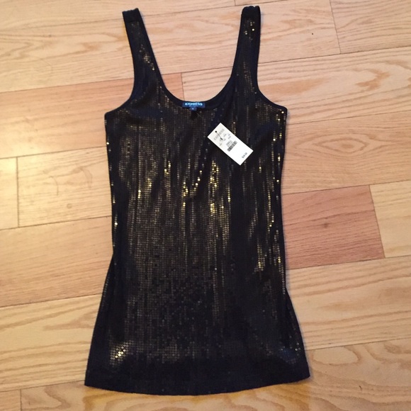 Express sequin black tank top