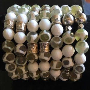 Agate and shell silver bracelet