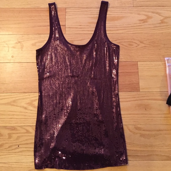 Express maroon sequin tank top NWOT