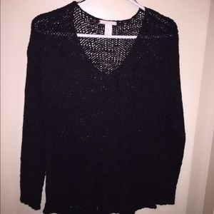 H&M black oversized vneck sweater