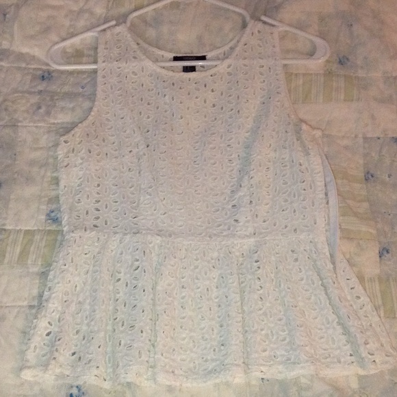 White eyelet peplum top
