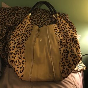 Leopard calf hair & suede bag