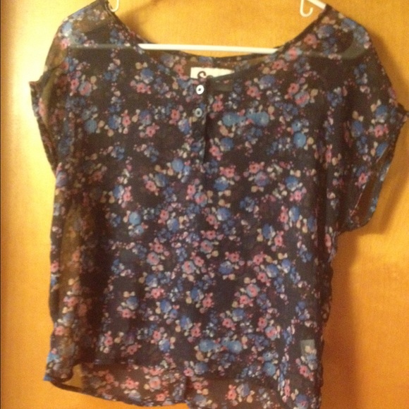 Dark blue shirt with floral print