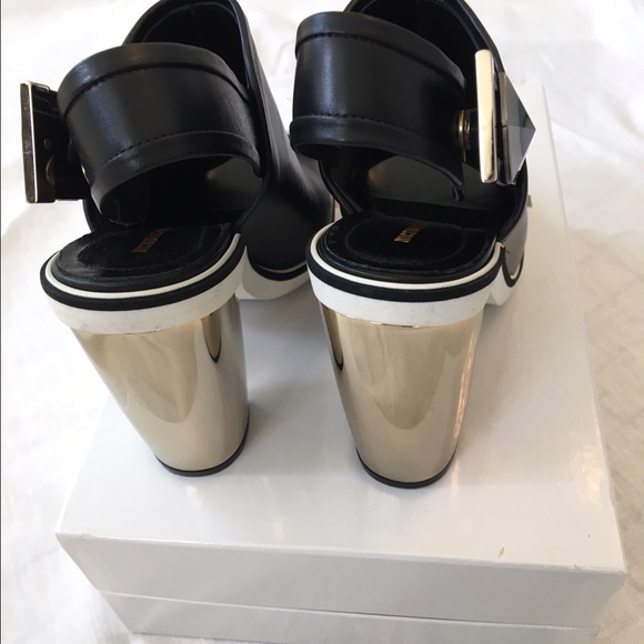NWT Nicholas Kirkwood peep toe, block metal heels - Picture 3 of 4