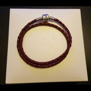 Pandora Red Leather Bracelet with Box