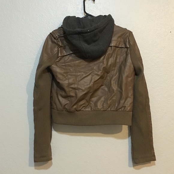 Brown Leather Jacket with Grey Lining - Picture 2 of 4